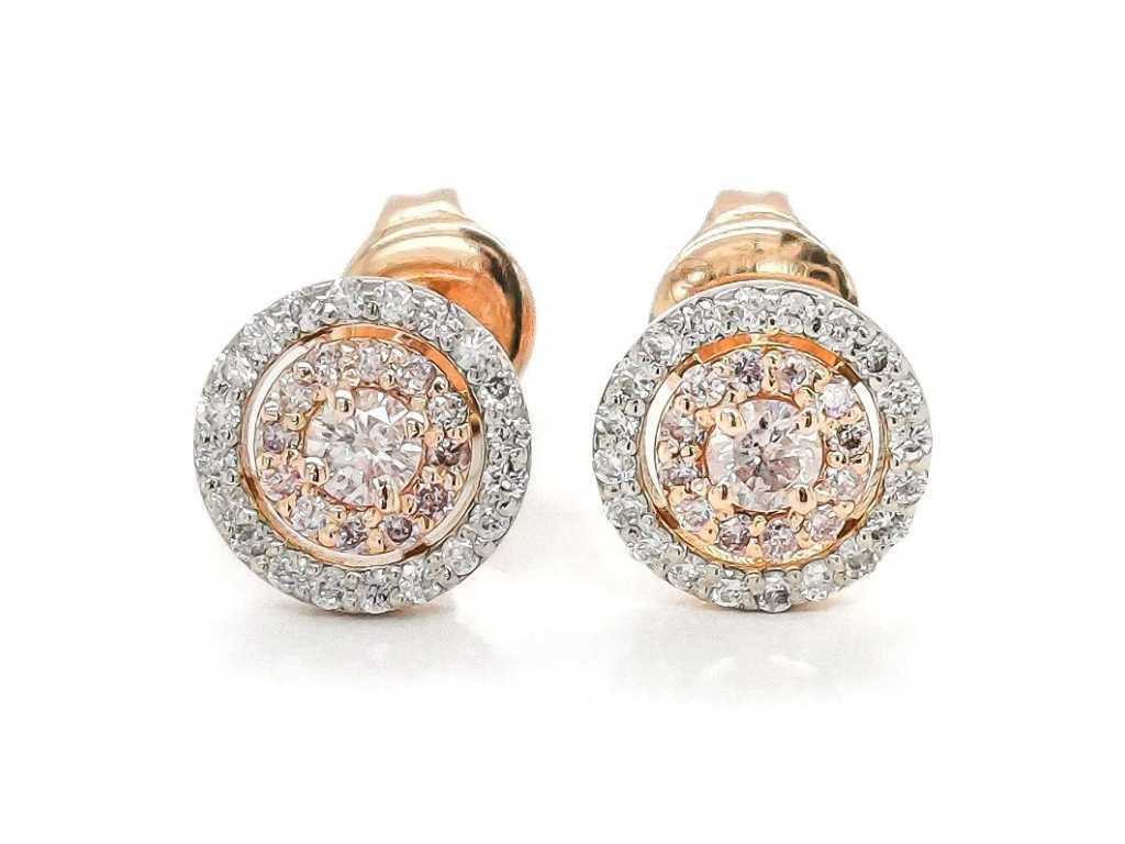 Boucles d’oreilles de luxe Très Rare Diamant Rose Naturel 0.52 carat