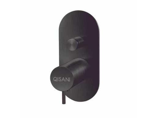 Qisani - Flow - thermostatische inbouwkraan 2-weg ovaal afbouwdeel - Zwart