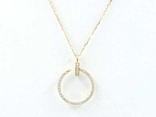 14 KT Yellow Gold Necklace With Natural Diamond Pendant