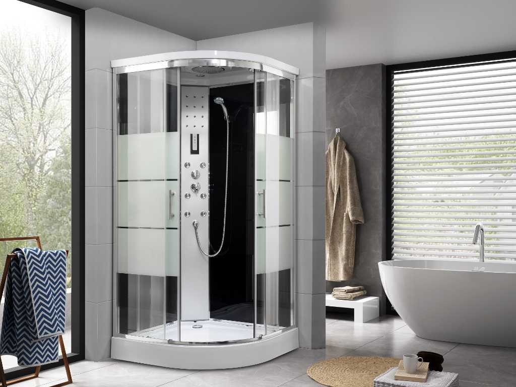 Shower cubicle half round - with massage jets 90x90x215 cm