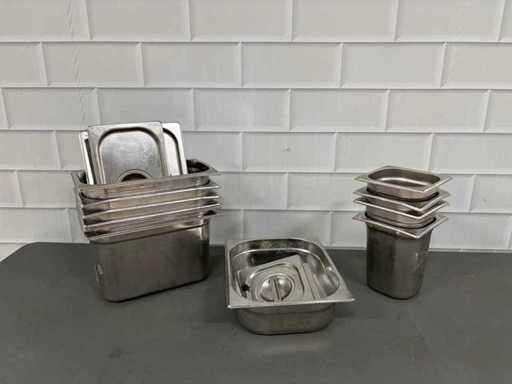 Edelstahl-Gastronorm-Schale, teilweise mit Deckel (11x)