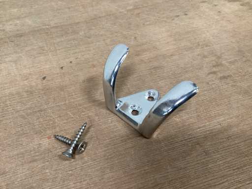 Uni handdoekhaak dubbel, metaal (101x)