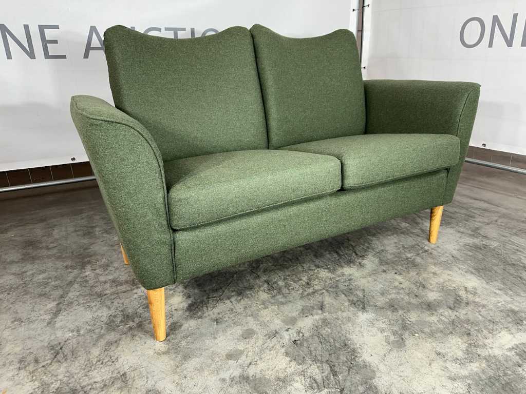 Hjort Knudsen - 2-seater sofa, green felt, wooden legs