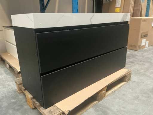 Wavedesign Lucido Sockel weiße Badezimmermöbel 120 cm