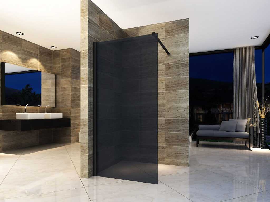 Cabine de douche à l’italienne Verre fumé 8mm (90X200cm) - Cabine de douche et de baignoire
