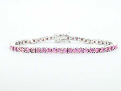 White tennis bracelet with pink brilliants