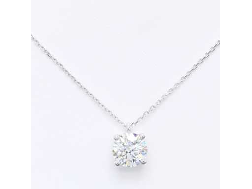 14 Karaat wit gouden ketting met 3,00 crt diamant