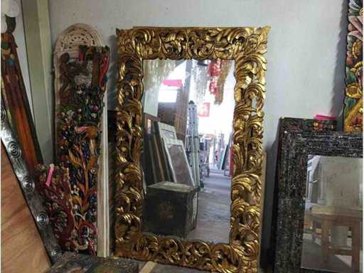 Large mirror with solid gold frame