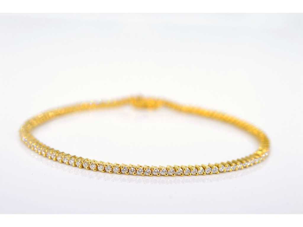 Yellow gold tennis bracelet with 1.50 carat diamonds