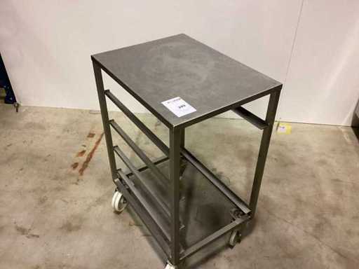 ROLKAR LAAG - EN 600x400 op wielen - Rvs werktafel