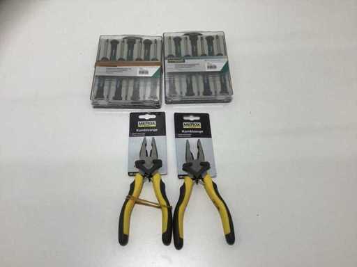 Two sets of mini screwdrivers with two 180mm pliers