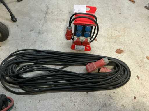 Power cable and construction power distributor