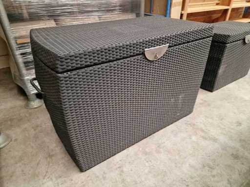 Domus - Boîte à coussin en osier Ipanema Black Medium avec ressorts à gaz