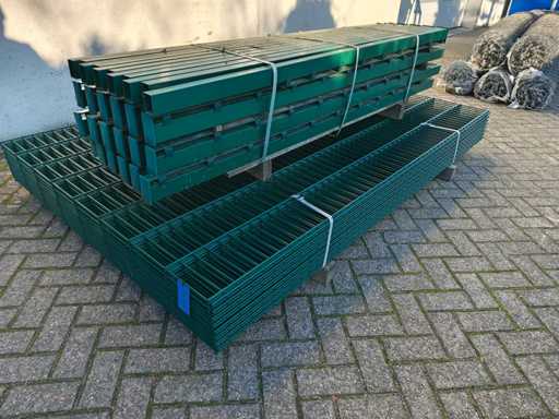 partij 17x dubbelstaafs hekwerkpanelen 8 / 6 / 8 163 hoog met palen