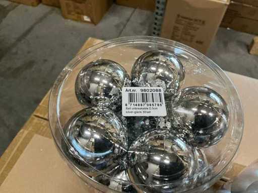 Partij kerstballen unbreakable&seamless D5cm silver glans&matt 30/tube (115 tubes)