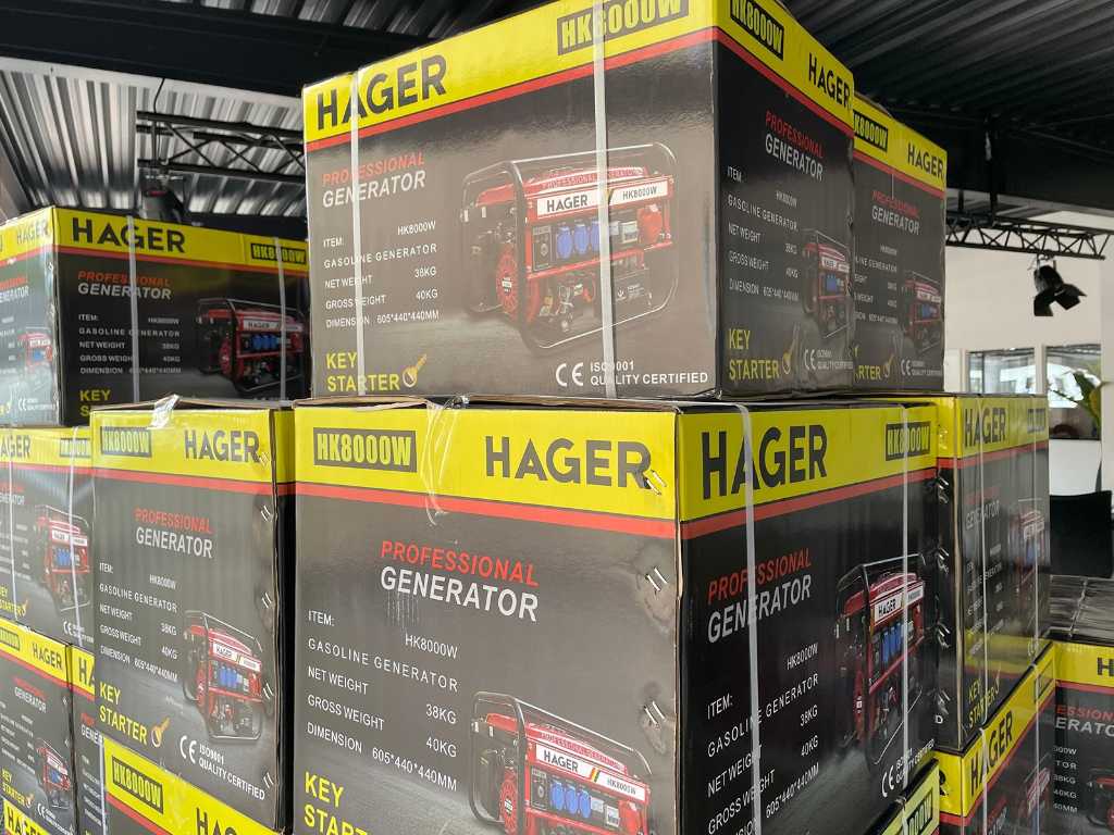 Buy 4 x Hager Stromerzeuger HK8000 - 2,0 kVA - 230/ 400 V - Benzin, diesel  generator by auction Germany Wipperfürth, WQ38094