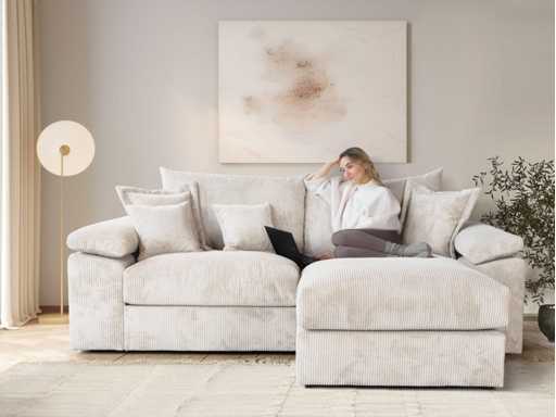 Soft&Cosy XL hoekbank - omkeerbaar - beige touwstof