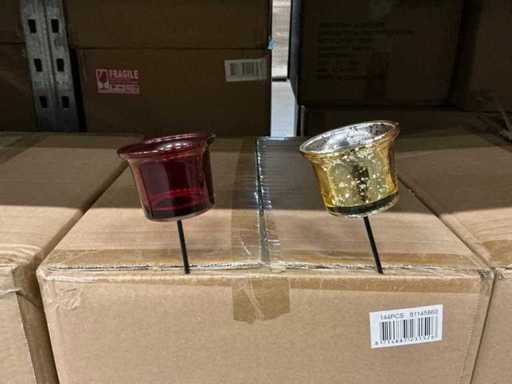 Lot de waxineglass gold & red D6,5/H11,5cm sur bâtonnet (863x)