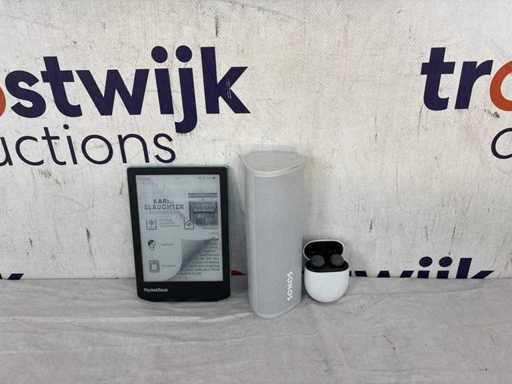 PocketBook – E-reader | Sonos Roam – Bluetooth speaker | Google Pixel Buds – Oordopjes 