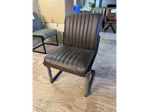 6 x chair brown leather steel black