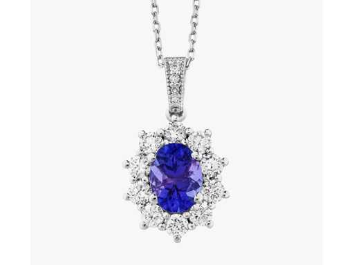 Luxusanhänger aus natürlichem Tanzanite AAA+ 2,30 Karat in 18 Karat Weißgold
