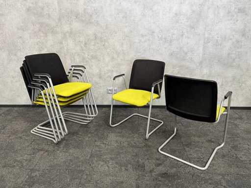 6x Haworth - nestelbare vergaderstoel - lime