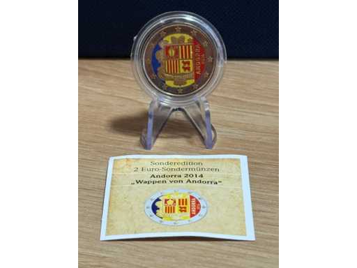 2 Euro 2014 Herb Andory Andory z zastosowaniem złota i koloru