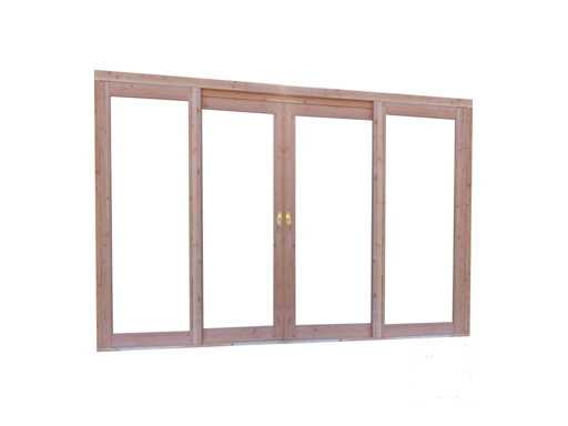 Woodvision glazen dubbele schuifwand in Douglas - 328,5x224 cm