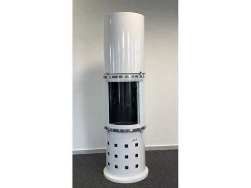 Șemineu pe podea ESTELLE | Șemineu cu coloană de bioetanol independentă | Carcasă din oțel alb