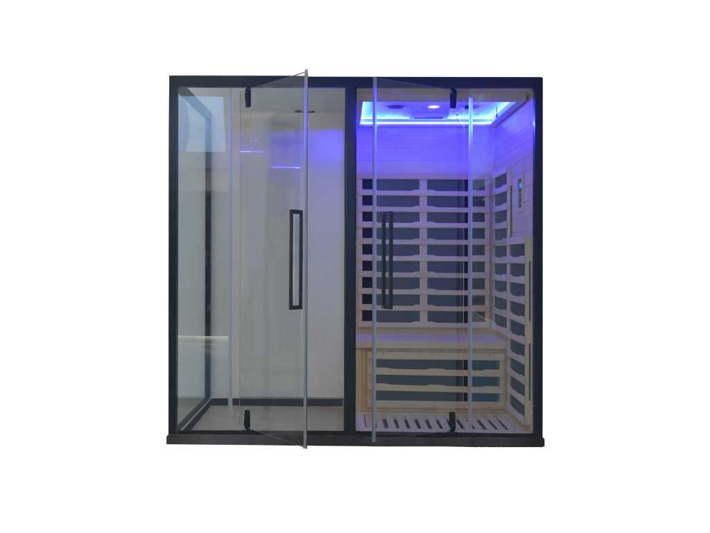 1x Sauna unique avec douche - combinaison infrarouge