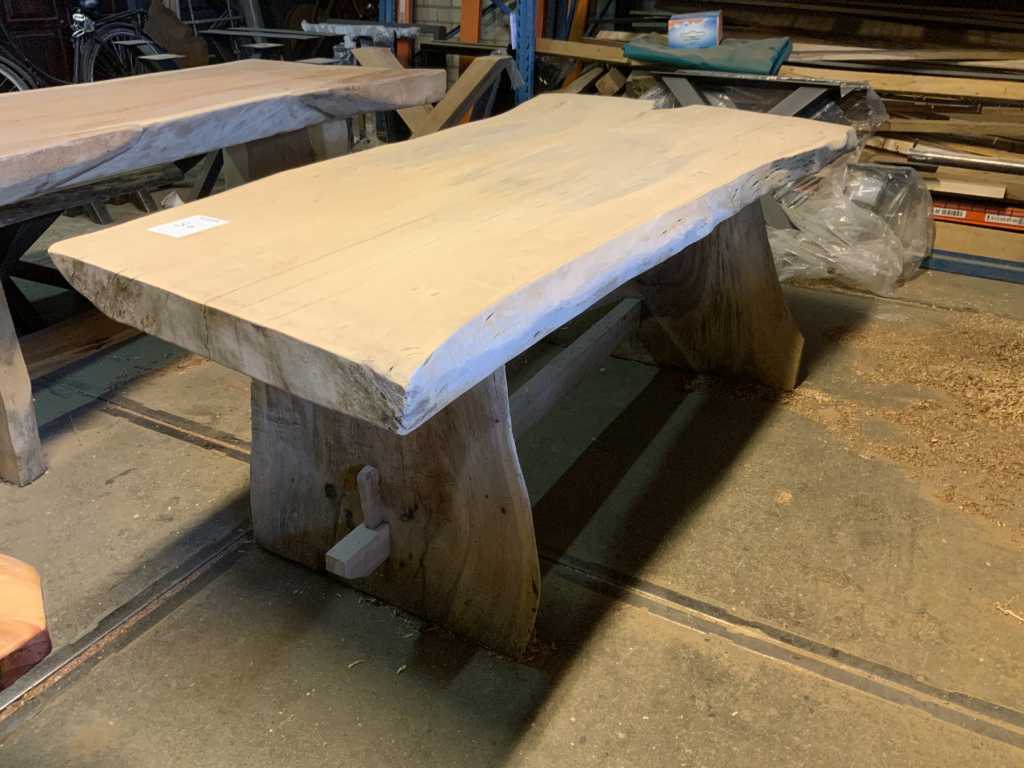 Solid suar tree trunk table with solid legs