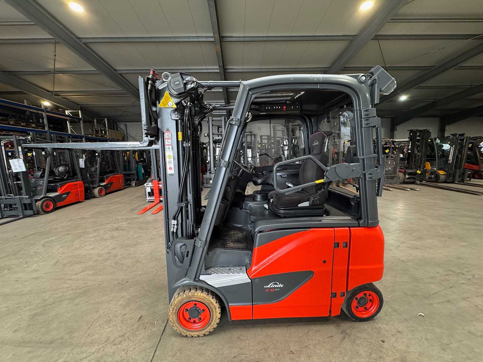2019 Service + UVV 02/2027 Linde E16PH-02 EVO 1,600kg Duplex Free Lift 314cm 3rd + 4th Valve Electric Forklift Forklift 5,398 Hours