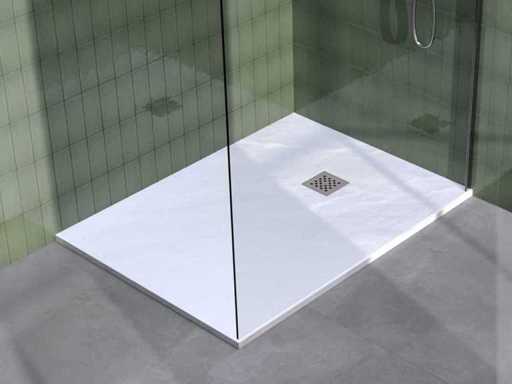 BRAUER Asteroid Shower Tray minerale marmo 100x120 bianco opaco antiscivolo e antibatterico