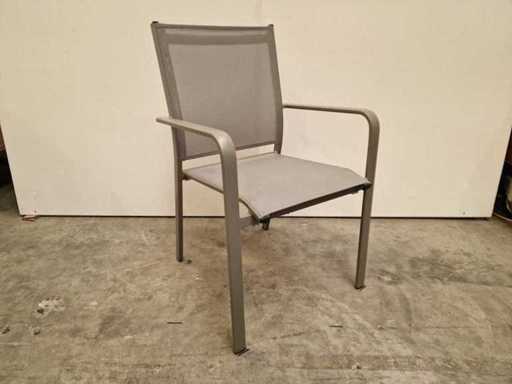 2 x Garden Prestige - Alu Stapelstoel Firenze met Armleuning Warm Grijs