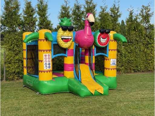 Springkasteel Flamingo met glijbaan