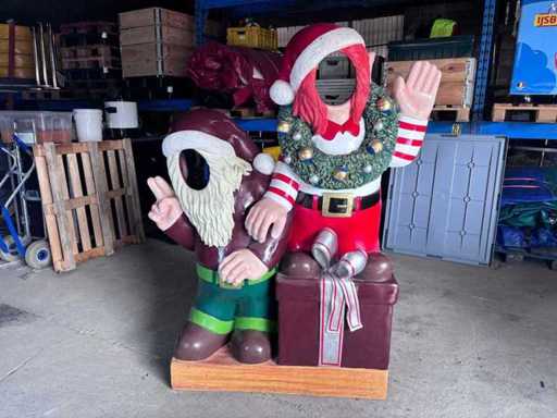 Weihnachtsmann-und-Elf-Wanddekoration