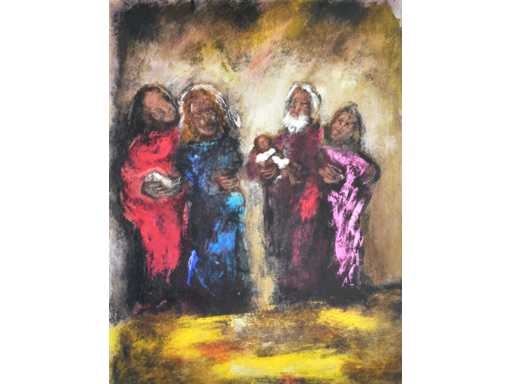 Onleesbaar signatuur - Gemengde techniek  - acryl op papier