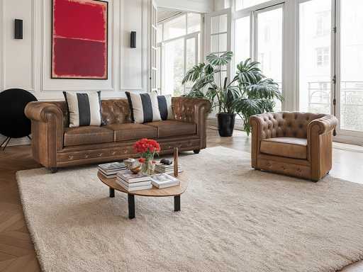 Aspect de fauteuil et microfibre cuir vieilli