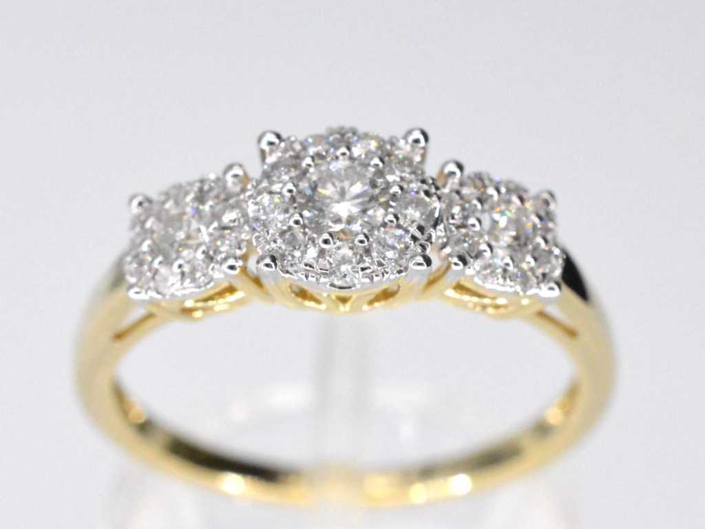 Gold trinity ring with diamonds