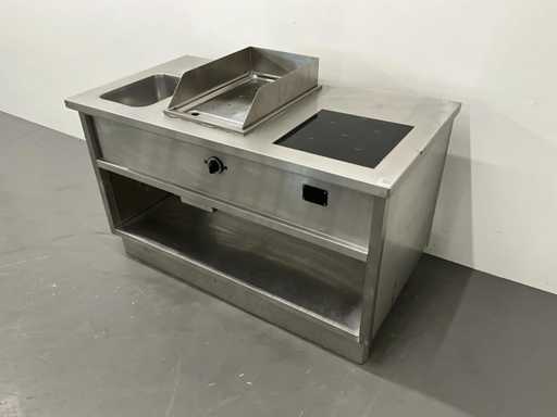 Conduite de cuisson et de cuisson par induction avec évier