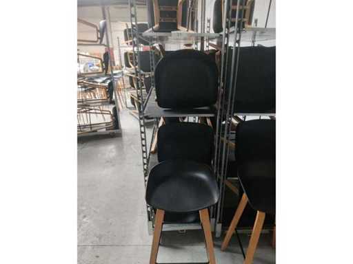 8x black bar stool (wooden frame (excl. transport cart)) (8x)