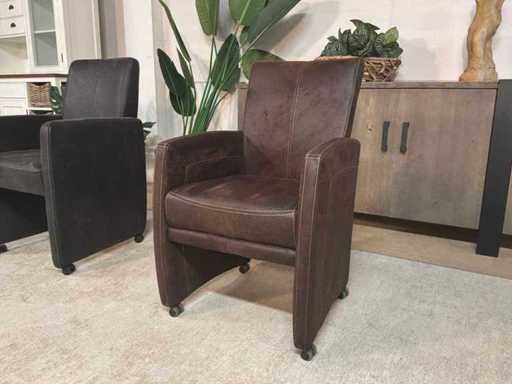 Verrijdbare leren fauteuil