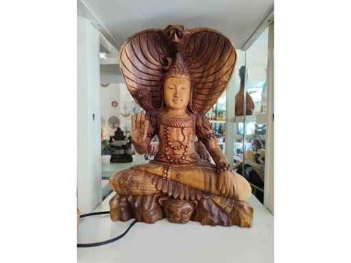 Carved snake statue - jaguar