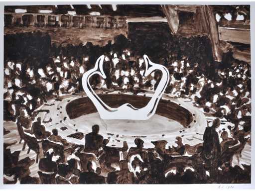 Roland Sips - The gathering - aquarel - 1980