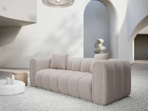 Canapé 2 places - tissu stuturé beige