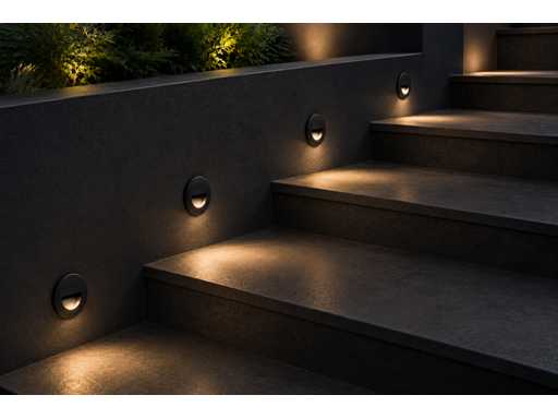 10 x LED Stair Lighting 3W – 3000K Warm White - Round – Black – IP54 – ICON-R