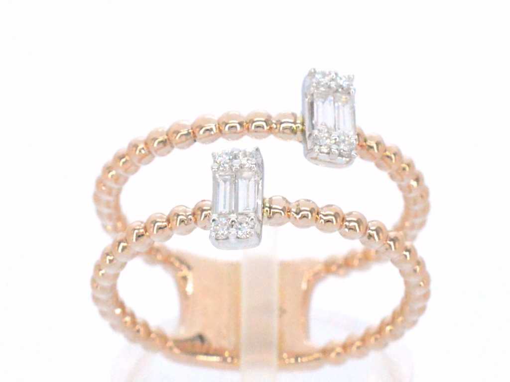 Rose gold ring with diamonds set