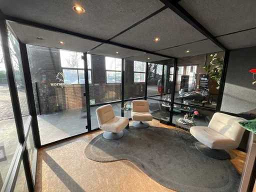 BOW - Demontabele kantoorunit 500x360x225cm v.v. ontvangstbalie, airco unit