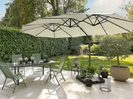 Dubbele cantilever parasol GREEN LOUNGE XXL - 460 x 270 cm - Cream