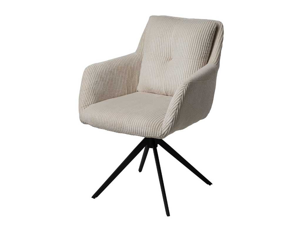 6 x Design dining chair ecru ribbed fabric